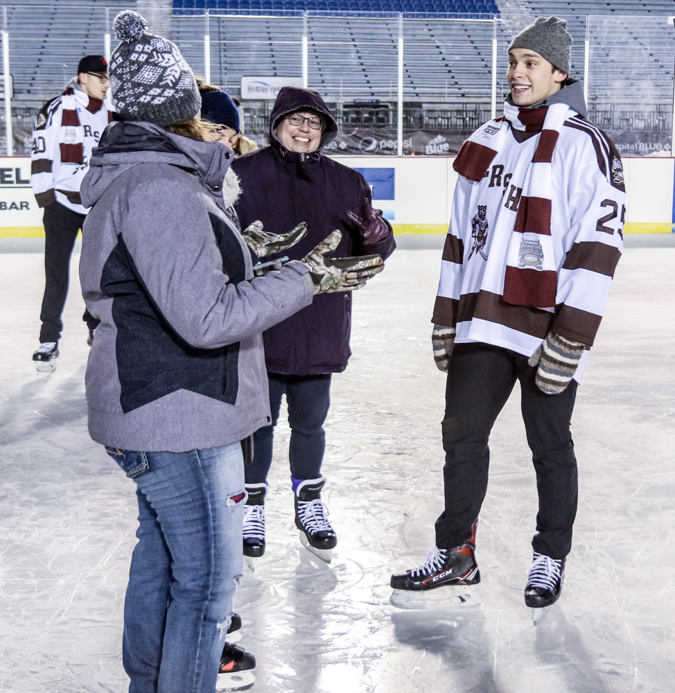 Colby Williams Speaks With Some Bears Fans On The Ice