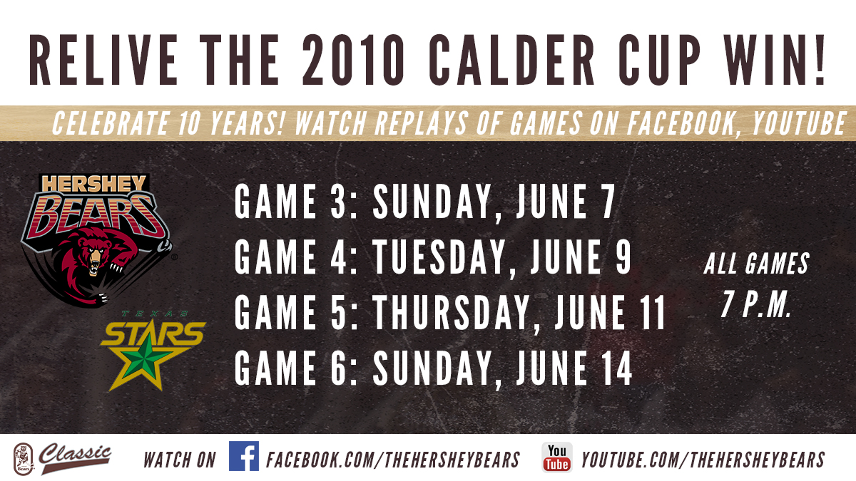 Hershey Bears To Rebroadcast 2010 Calder Cup Finals On Social Media