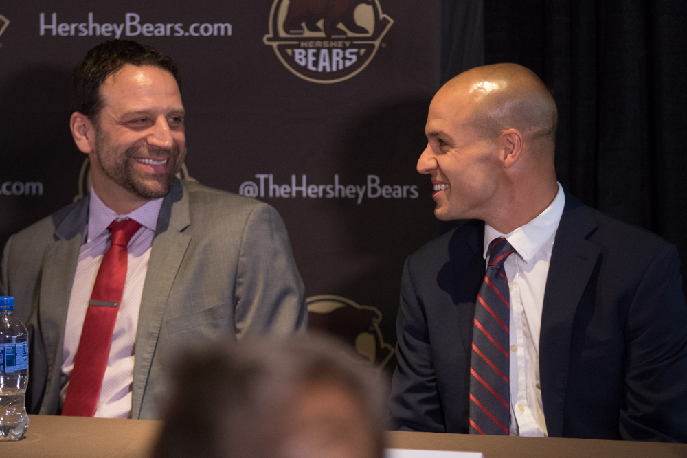Bryan Helmer And Spencer Carbery Share A Laugh Prior To Carbery's Introductory Press Conference Wednesday Afternoon.