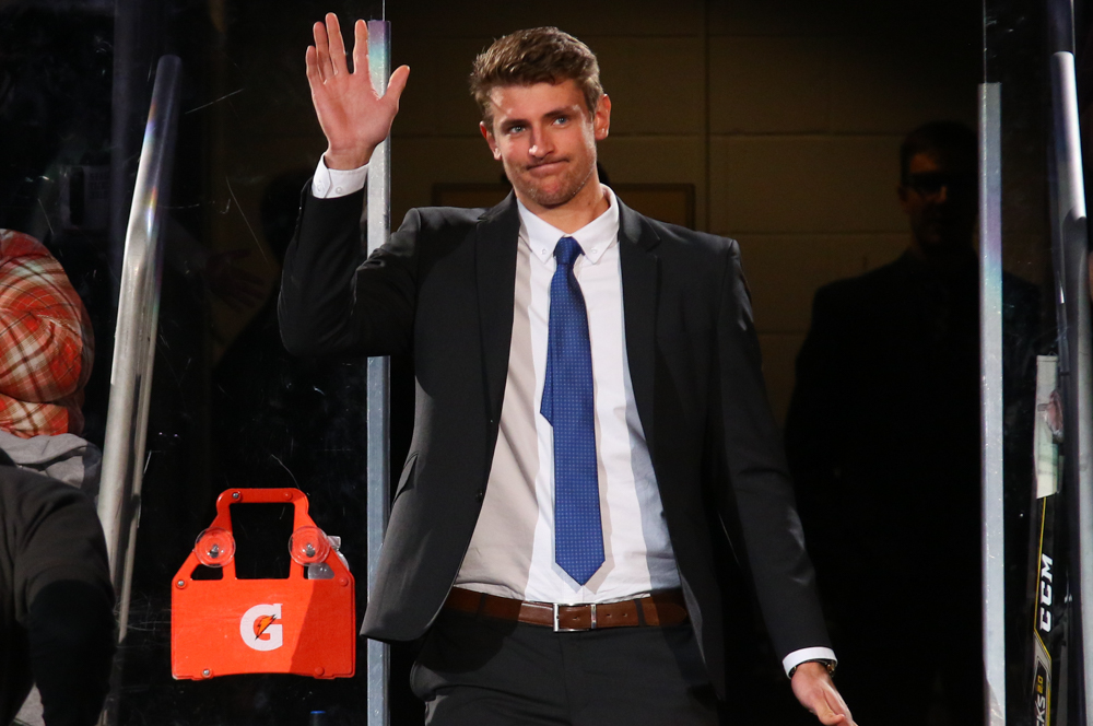 Mathias Bau Waves To The Giant Center Crowd As He Is Announced During The Bears Opening Night Ceremony