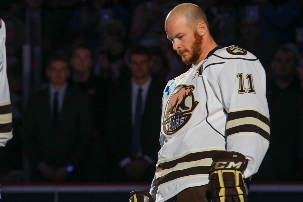 Alternate Captain Zach Sill Takes His Place Around The Center Ice Circle With His Teammates.