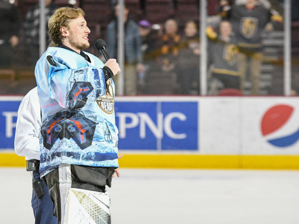 Vitek Vanecek Thanks The Crowd For Coming Out And Supporting The Team