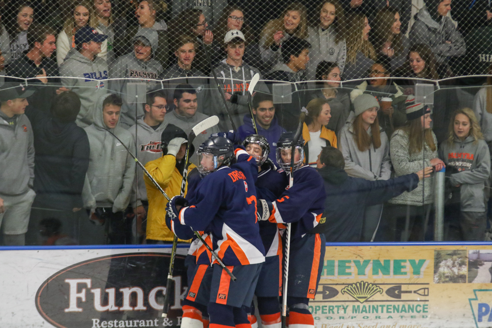 Hershey Players Celebrate In Front Of An Unamused Palmyra Student Seciond