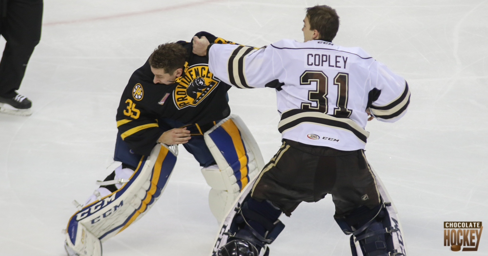 Friends Pheonix Copley And Jordan Binnington Have Goalie Fight In Hershey (Video And Photos)